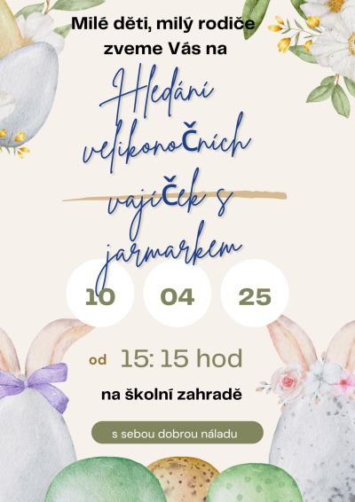 Hledání velikonočních vajíček s jarmarkem
