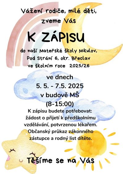 Zápis do mateřské školy